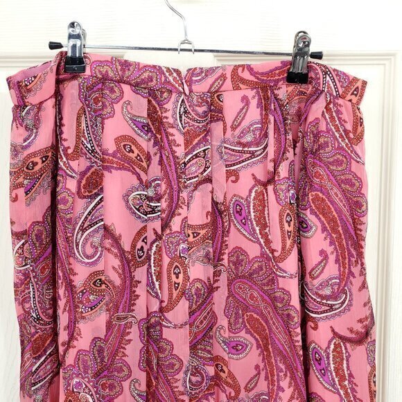 J. Crew Silk Double Pleated Paisley Skirt 12 Pink/Purple - Picture 6 of 13